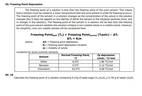 Solved The freezing point of a solution is less than the | Chegg.com