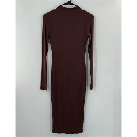 Naked Wardrobe Dresses Naked Wardrobe Nwt The Nw Long Sleeve Midi Dress In Chocolate Size