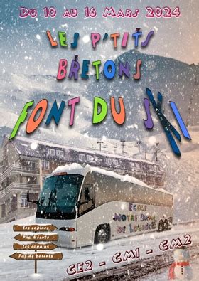 école Etrelles les p tits breton fon du ski affiche la classe de neige