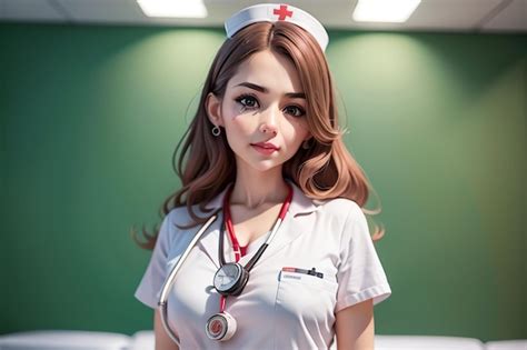 Premium Ai Image A Nurse Wearing A Nurse Uniform Stands In Front Of A