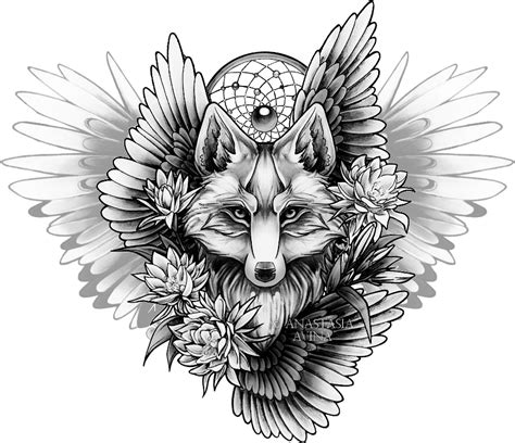 Wolf And Wing By Quidames Wolf Tattoos Fox Tattoo Tattoos