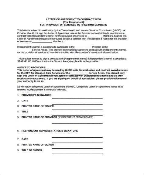 Letter Of Intent Contract Template