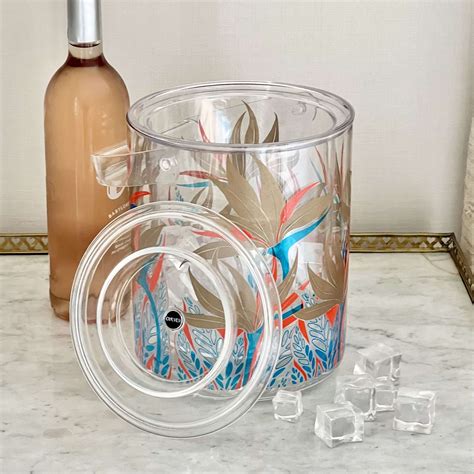 C1980 Large Culver Lucite Picnic Ice Bucket Wine Cooler in Antique