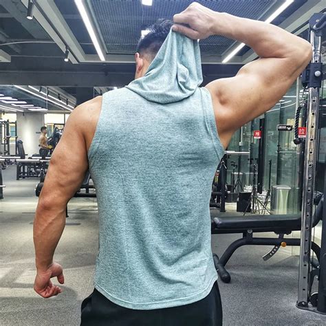 Gym Fitness Mens Hooded Sleeveless Tank Top Mens Fitness Apparel