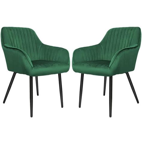 Lot De Chaises Salle Manger En Velours Vert Style Scandinave