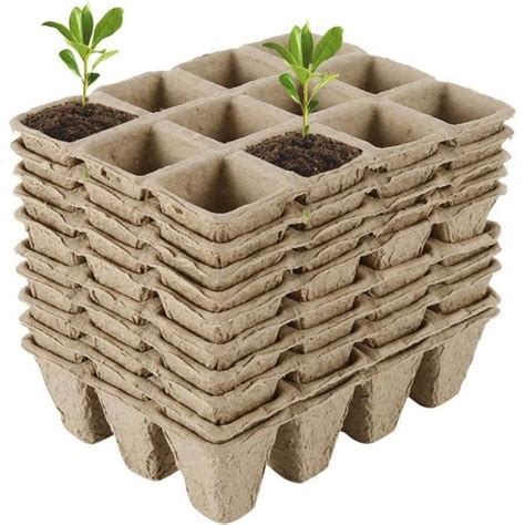 12PCS Bac A Semis Mini Serre Pots De Semis en Fibre Biodégradable