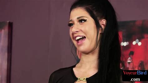 Voyeur Busty Babe In High Heels Teases Wanker Till Cumshot