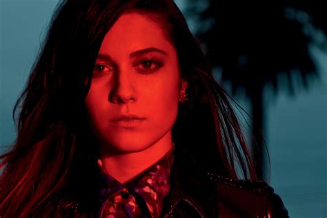 Portrait Neon Brunette Red Actress Black Hair Palm Trees Mary