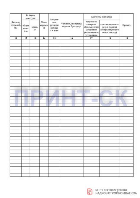 Журнал изготовления и освидетельствования арматурных каркасов форма Ф ...