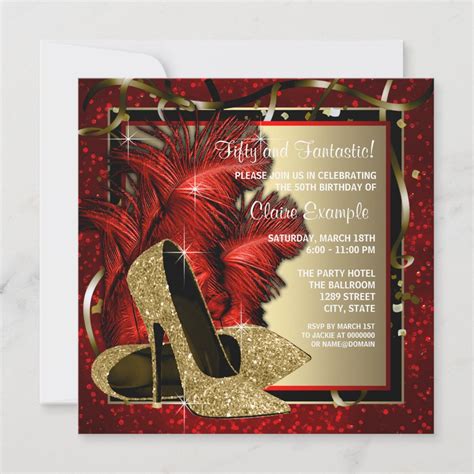 Black And Red And Gold High Heels Birthday Party Invitation Zazzle