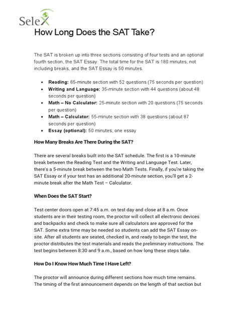 Sat Time Breakdown Pdf