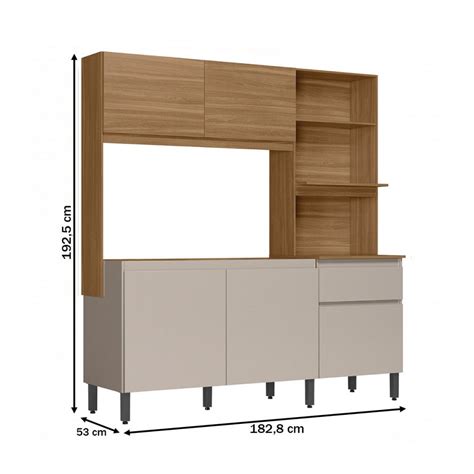 Cozinha Compacta para Pia Amaranto Portas Gaveta Amêndola Nude Prime Tx Demóbile