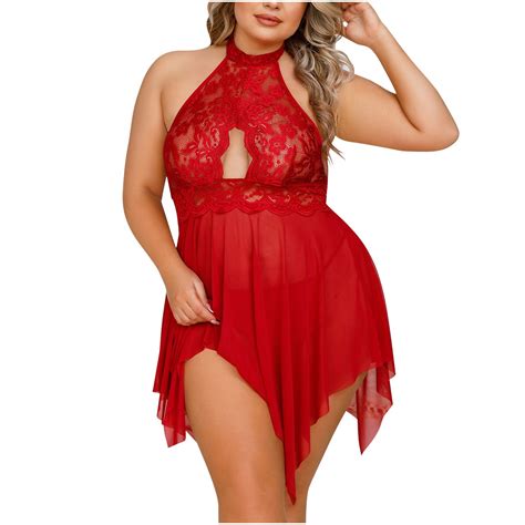 Odeerbi Women S Plus Size Lingerie Dress Set Babydoll 2025 Valentine S Day Large Lace Backless
