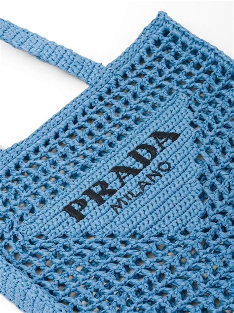 Prada Woven Logo Raffia Tote Bag Farfetch In 2024 Crochet Tote Bag