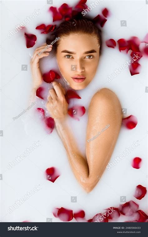 Naked Girl Enjoying Milk Bath Rose Stock Photo Shutterstock