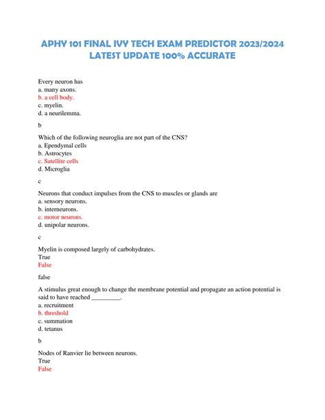 Solution Aphy Final Ivy Tech Exam Predictor Studypool