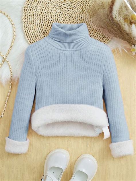 SHEIN Sudadera De Cuello Alto De Doble Capa Para Niña Preadolescente