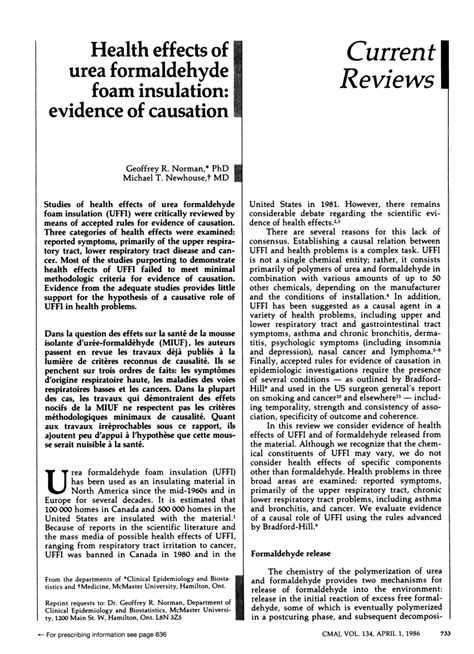 (PDF) Health effects of urea formaldehyde foam insulation: Evidence of ...