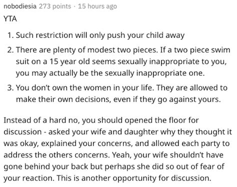 Dad Says He Wont Take His Daughter On His Boat If She Wears A Bikini