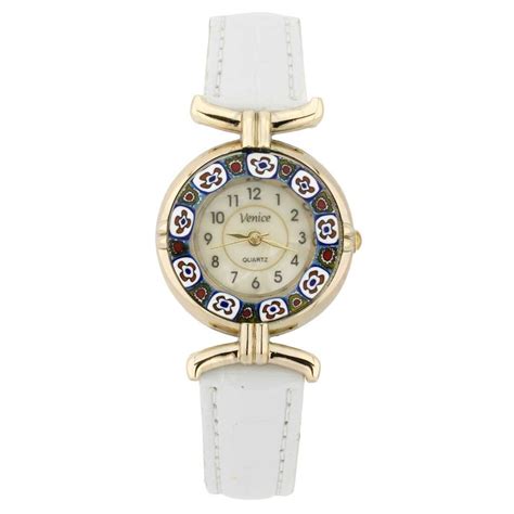 Glassofvenice Murano Glass Millefiori Watch With Leather Band Etsy