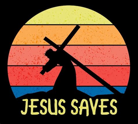 Premium Vector Jesus Saves Grunge Christian Background With Vintage Sunset