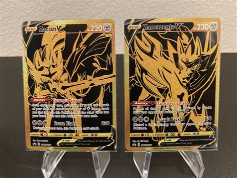 Pokemon Zacian V And Zamazenta V Gold Ultra Premium Promo Cards Sword