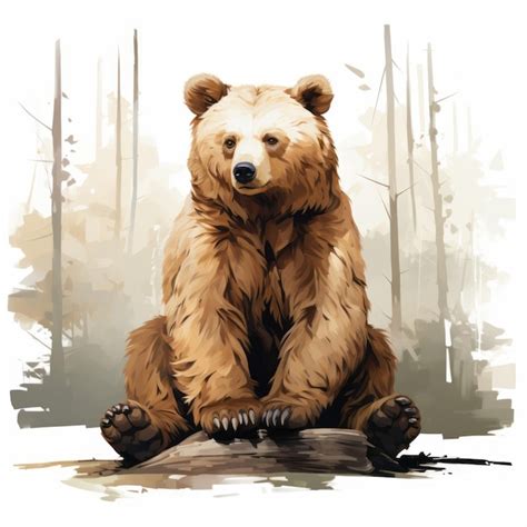 Premium Photo | Realistic Brown Bear Illustration In Minimalist Style