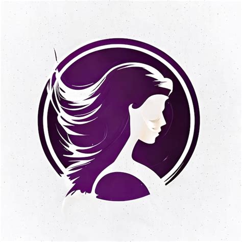 Un Logotipo Morado Y Blanco Con La Cara De Una Mujer Y La Palabra En