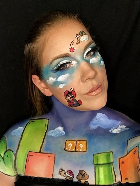 Super Mario Bros Makeup Body Painting Festival Mario Bros Makeup