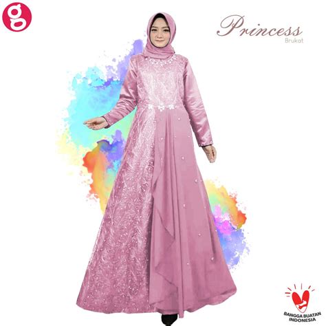 Jual Dress Muslim Princess Brukat Bridesmaid Dress Baju Kondangan