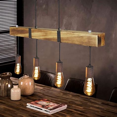 Amazon De GBLY Vintage Pendelleuchte Holz Esstischlampe Retro