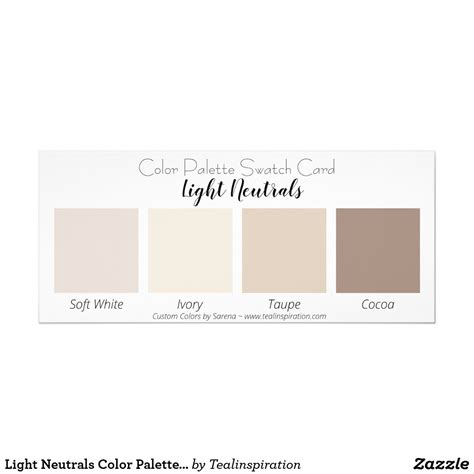 Light Neutrals Color Palette Swatch Card | Zazzle | Neutral colour ...