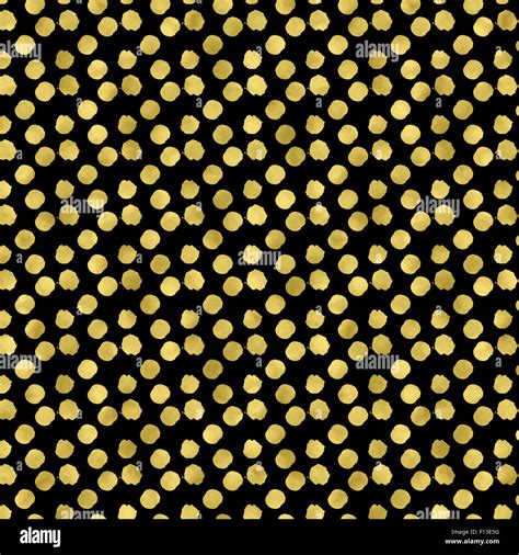 Gold Dots Faux Foil Metallic Black Background Pattern Texture Stock