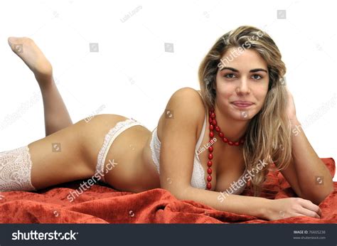 Sexy Girl White Pink Lingerie Isolated Foto De Stock Shutterstock