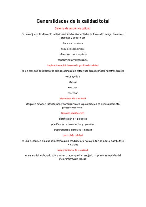 Generalidades De La Calidad Total Generalidades De La Calidad Total