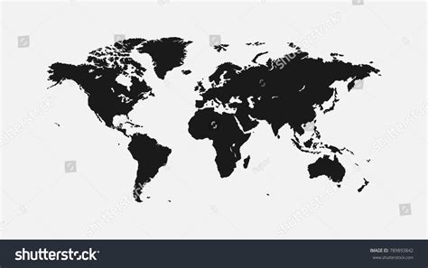 Flat World Map Grayscale 1920 X Stock Vector (Royalty Free) 789893842 ...