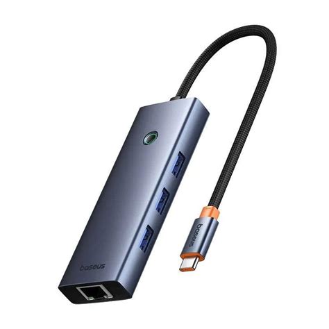 Док-станция Baseus BS-OH158 5-в-1, Type-C - USB3.0х3+RJ45+PD, серый ...