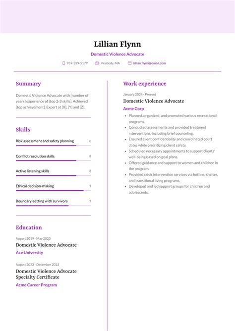 Domestic Violence Advocate Resume Examples And Templates