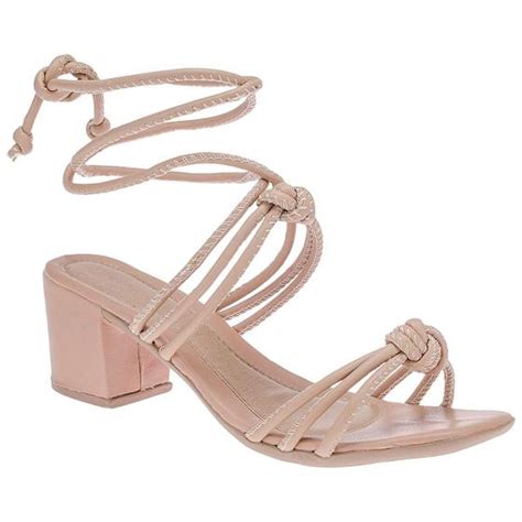 Sandália Gladiadora Trançado Salto Bloco Quadrado Nude Kokota Mania