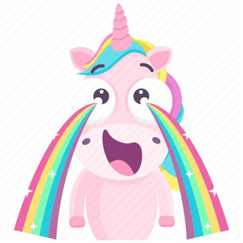 Cry, emoji, emoticon, rainbow, smiley, sticker, unicorn icon