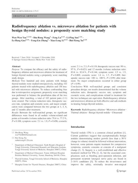 Pdf Radiofrequency Ablation Vs Microwave Ablation For Benign