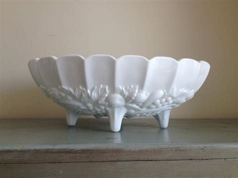 Vintage White Milk Glass Bowl Vintage Milk Glass Serving