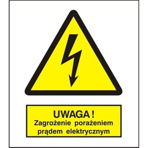 Znak uwaga zagrożenie porażeniem prądem elektrycznym na Folii