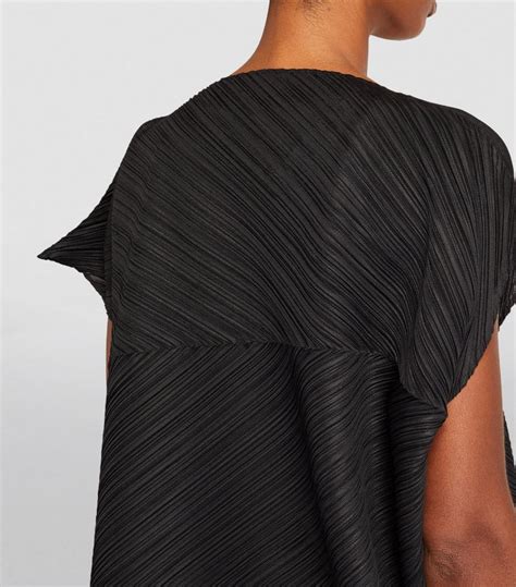 Womens Pleats Please Issey Miyake Black Pleated Palm Midi Dress