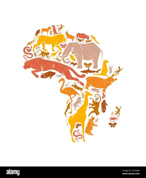 Diverse african animal shapes making africa continent map shape on ...