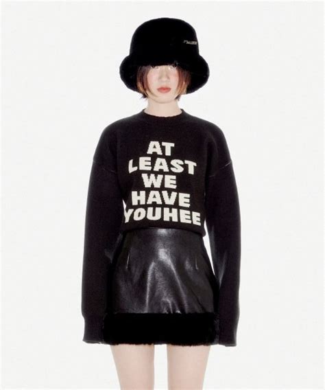 MUSINSA公式 YOUHEE YOUHEE LETTERING PULLOVER KNIT BLACK