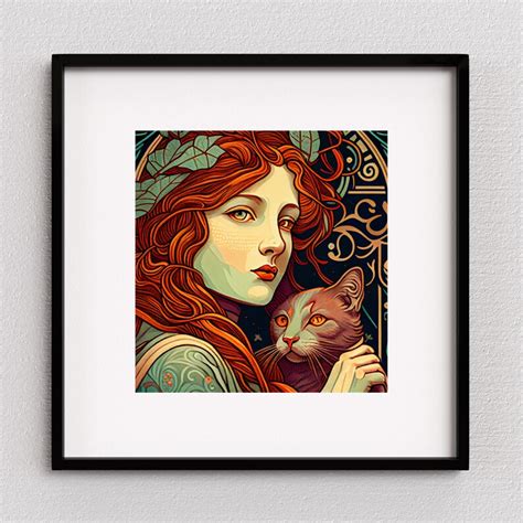 Alphonse Mucha Art Nouveau Print A Cat Lovers T Etsy