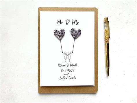 Mr Mr Card Same Sex Wedding Card Personalised Etsy Uk
