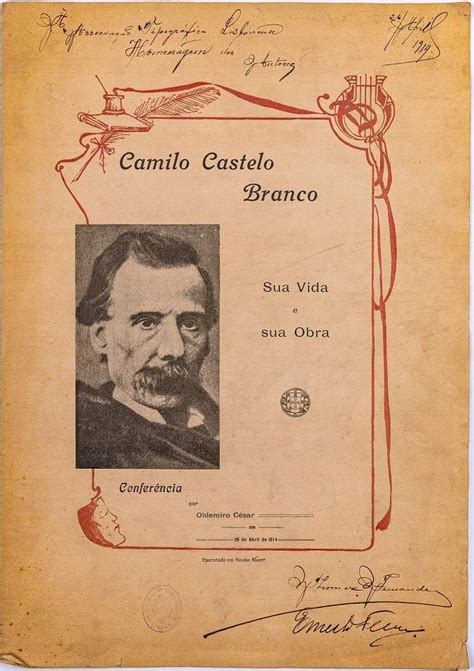 Folheto De Divulga O Da Confer Ncia Camilo Castelo Branco Sua Vida E