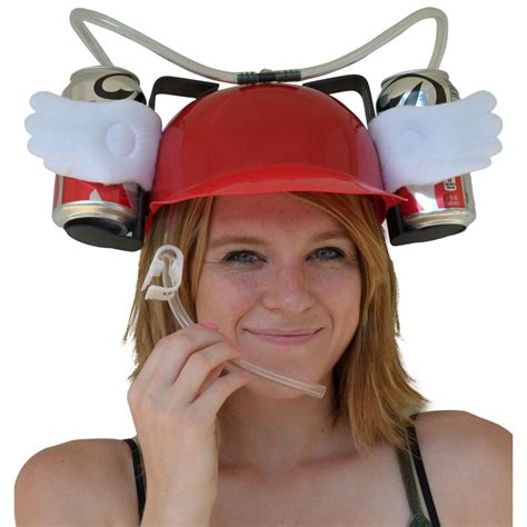 Beer And Soda Guzzler Helmet And Drinking Hat Red With Angel Wings